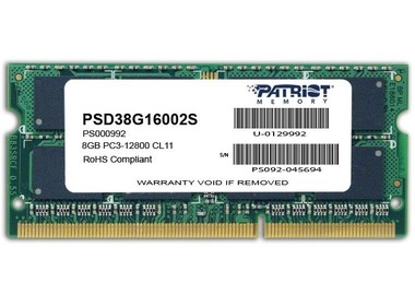 

Оперативная память PATRIOT 8 GB SO-DIMM DDR3 1600 MHz (PSD38G16002S)