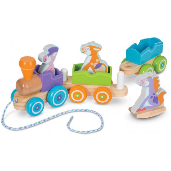 

Деревянный поезд с животными First Play на веревке Melissa & Doug MD14608