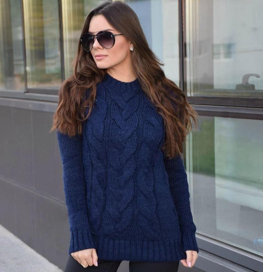 

Fashions • Свитер с косами Дженна Fashions 44-52 синий (302-аш)