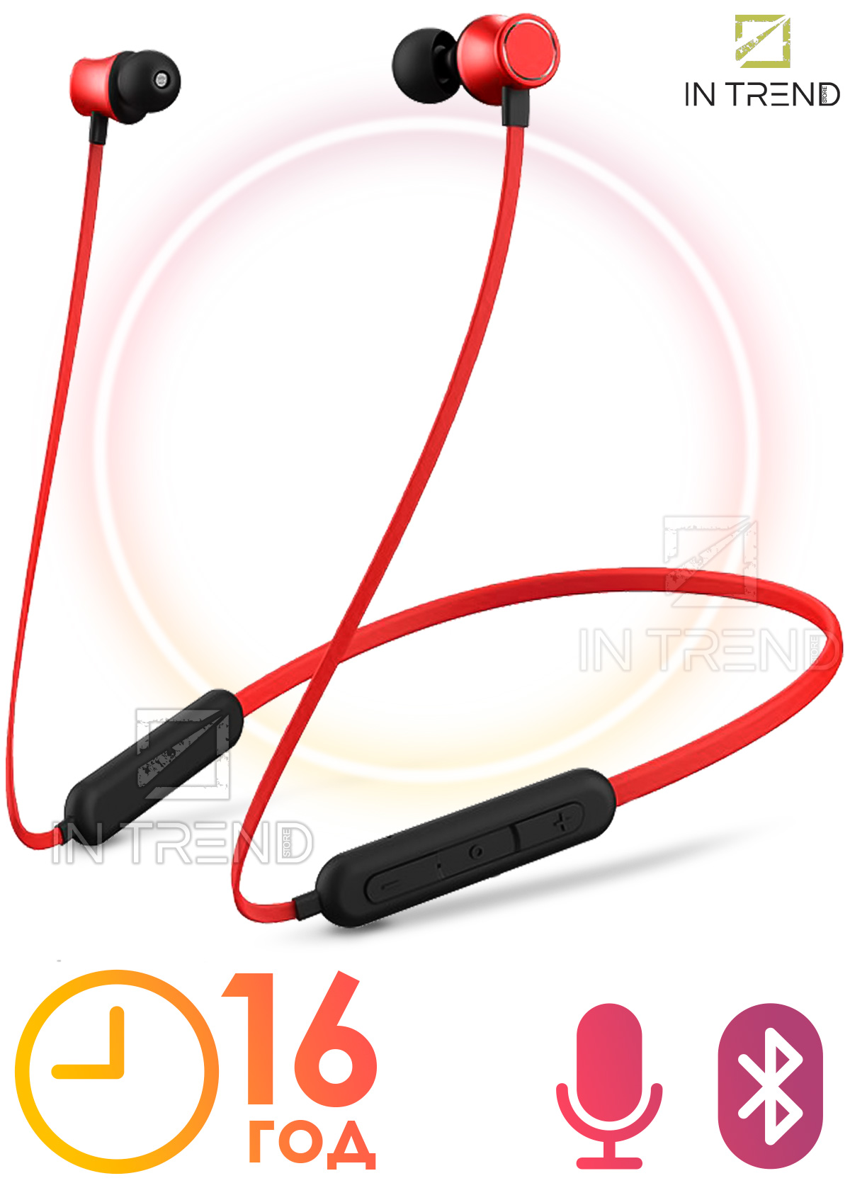 

Беспроводные наушники вакуумные Sports Wireless Headset ES29 Красные спортивные Bluetooth магнитная гарнитура на шею до 16 ч работы