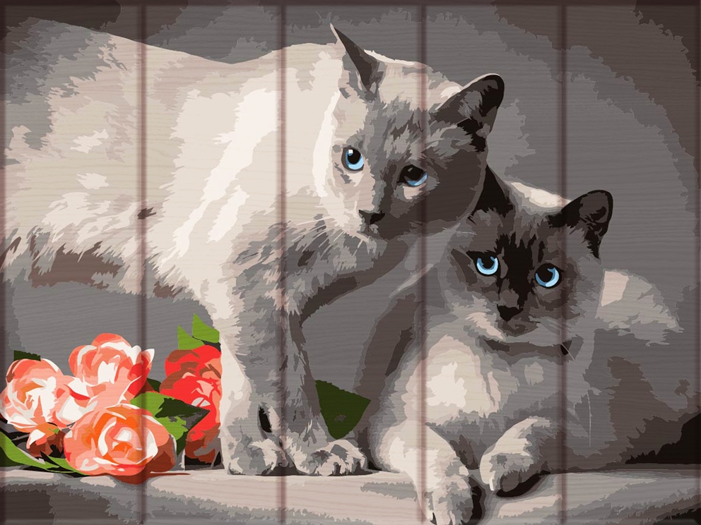 

Картина по номерам ArtStory Сиамские коты 40*30 см на дереве (в коробке) арт.ASW128