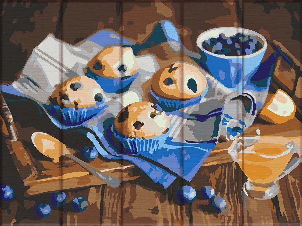 

Картина по номерам ArtStory Сладости с черникой 40*30 см на дереве (в коробке) арт.ASW135