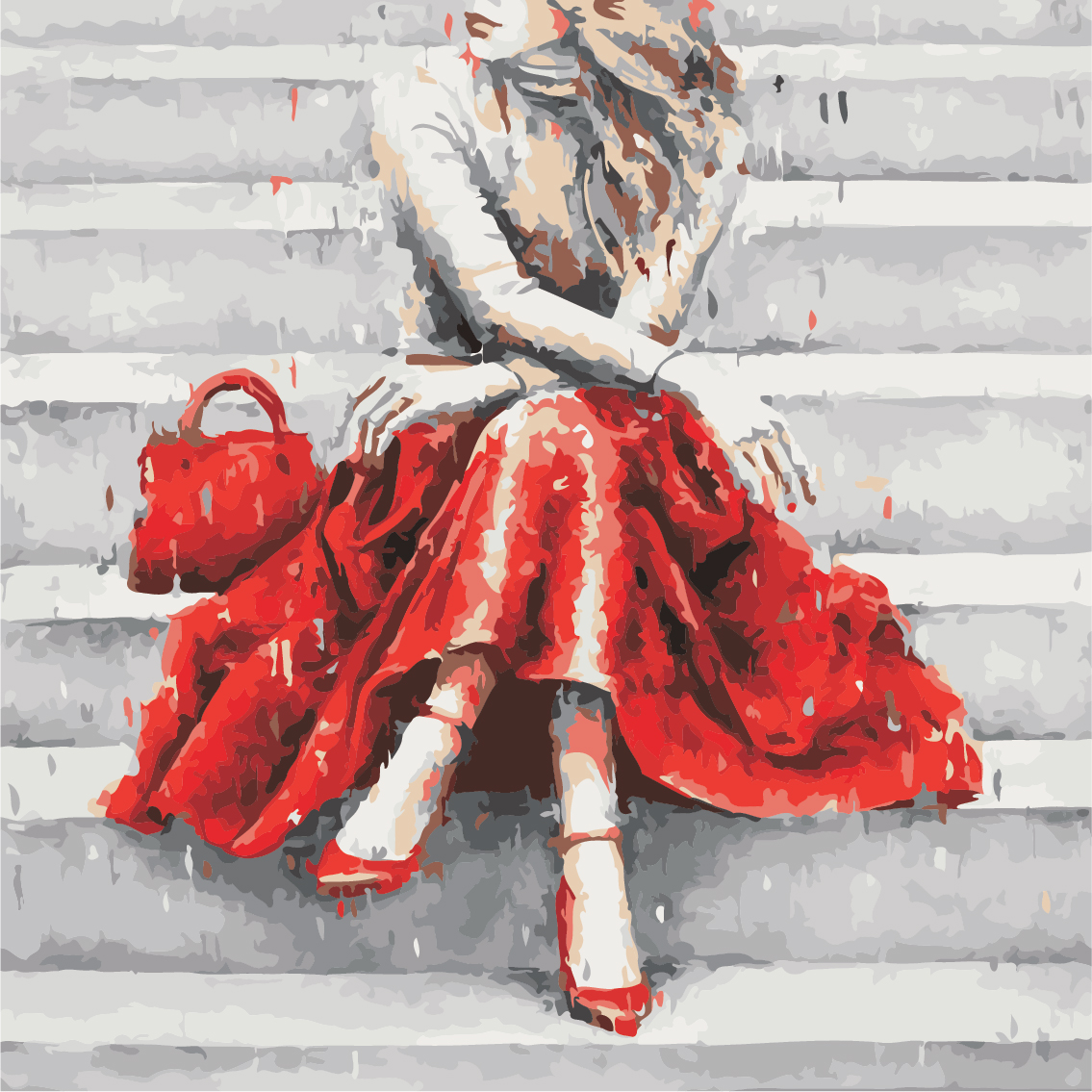 

Картина по номерам ArtStory Девушка в красном 40*40 см (без коробки) арт.AS0937