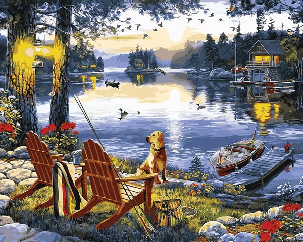 

Картина по номерам Mariposa Рыбалка с собакой 40*50 см (в коробке) арт.MR-Q2251