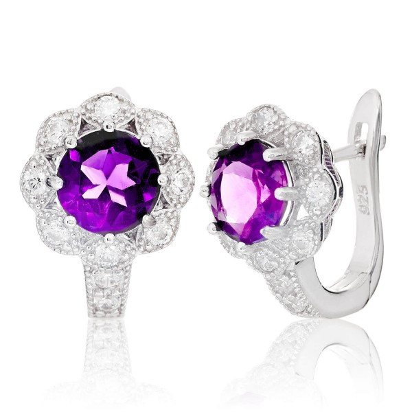 

Серебряные серьги Silver925 с аметистом 4,96 гр