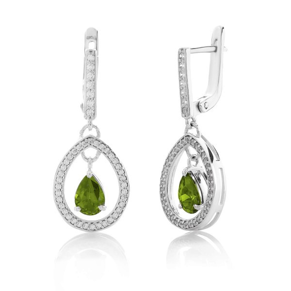 

Серебряные серьги Silver925 с цирконием и перидотом 4,6 гр