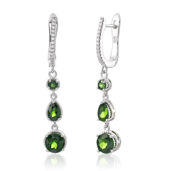 

Серебряные серьги Silver925 с хромдиопсидом 3,94 гр