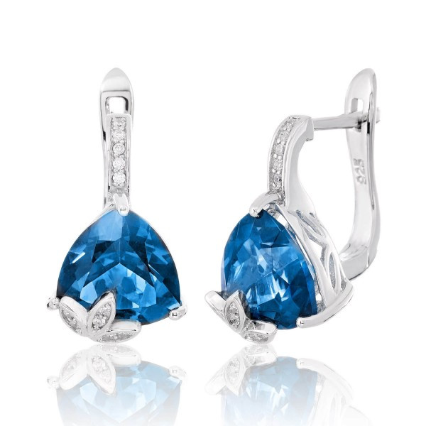 

Серебряные серьги Silver925 с синим мистик кварцем 6,43 гр