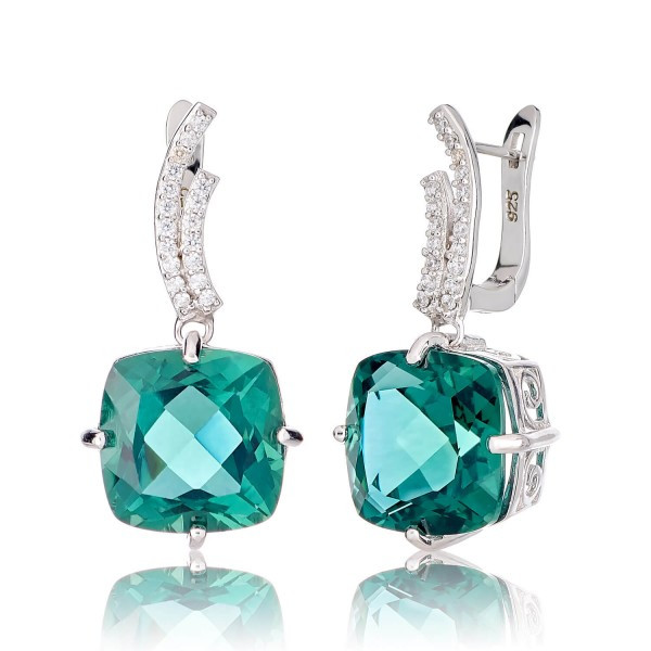 

Серебряные серьги Silver925 с зеленым кварцем 10,97 гр