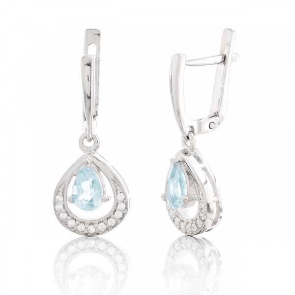 

Серебряные серьги Silver925 с топазом и фианитом
