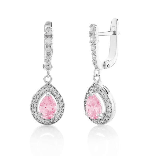 

Серебряные серьги Silver925 с цирконием розовым 3.88 гр