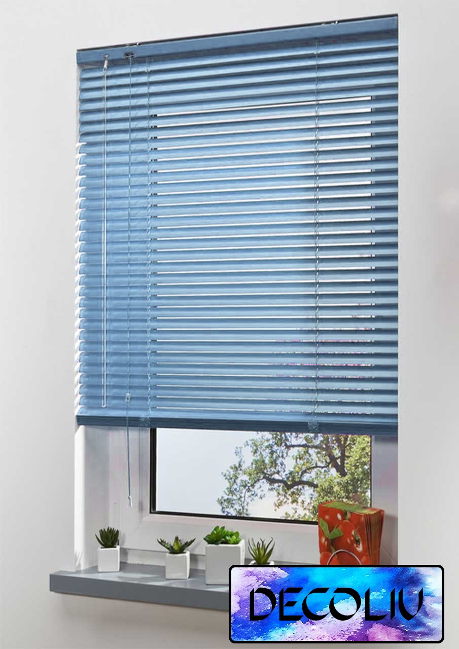 

Жалюзи DECOLIV Горизонтальные алюминиевые голубой металлик код 491 150*170см