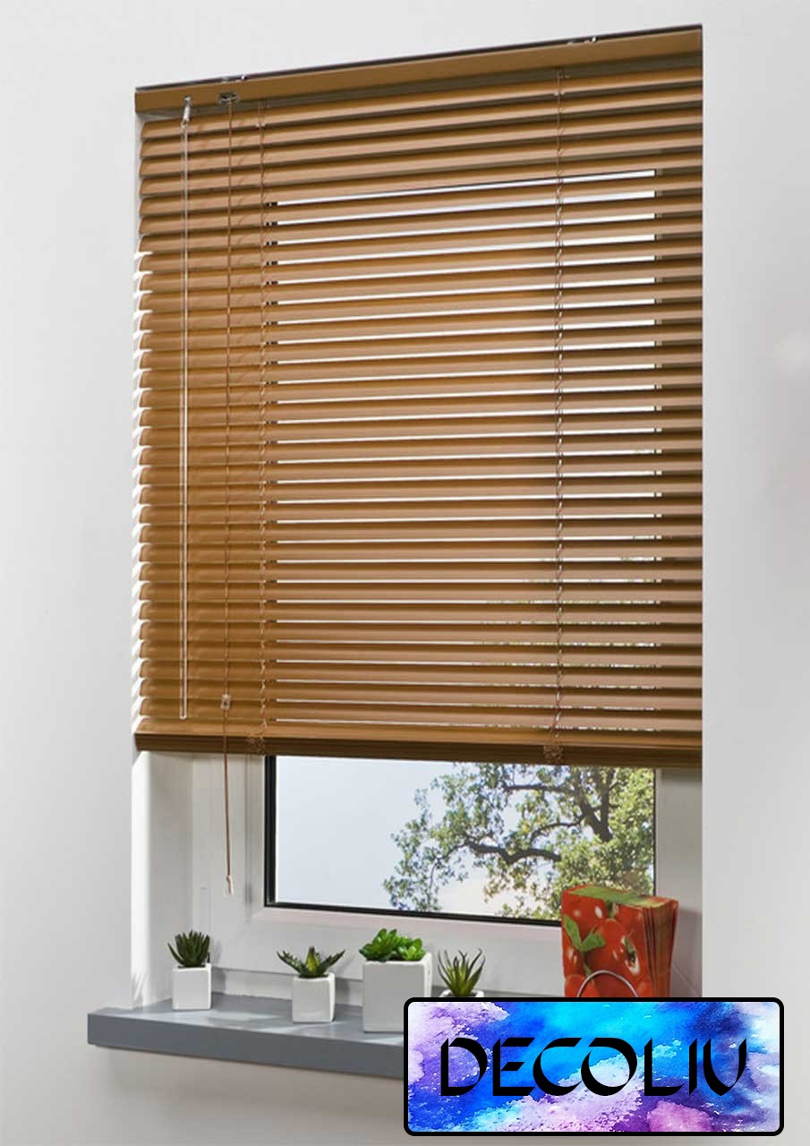 

Жалюзи DECOLIV Горизонтальные алюминиевые коричневые под дерево код 772085 100*170см
