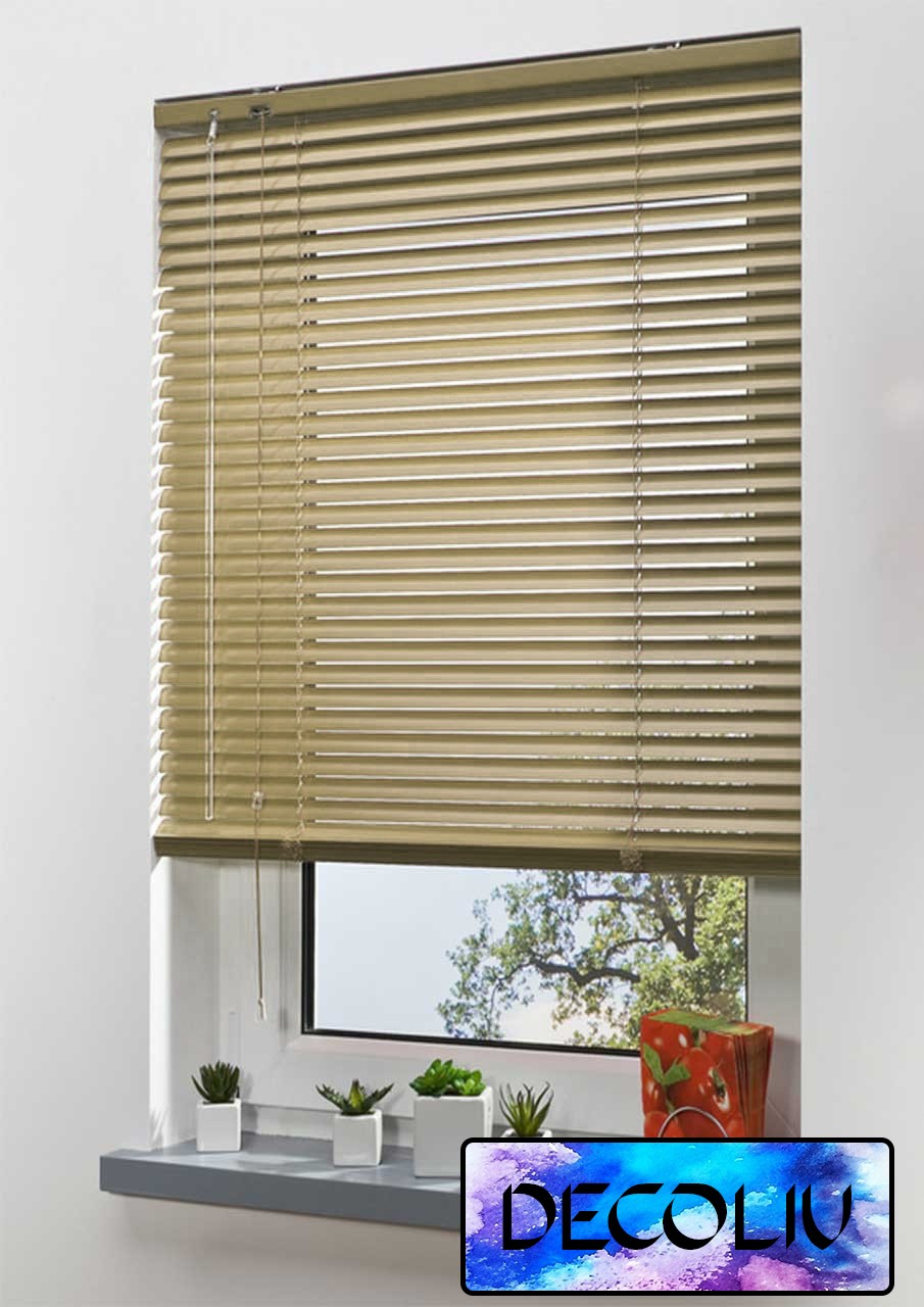 

Жалюзи DECOLIV Горизонтальные алюминиевые кофе с молоком код 467а 160*170см