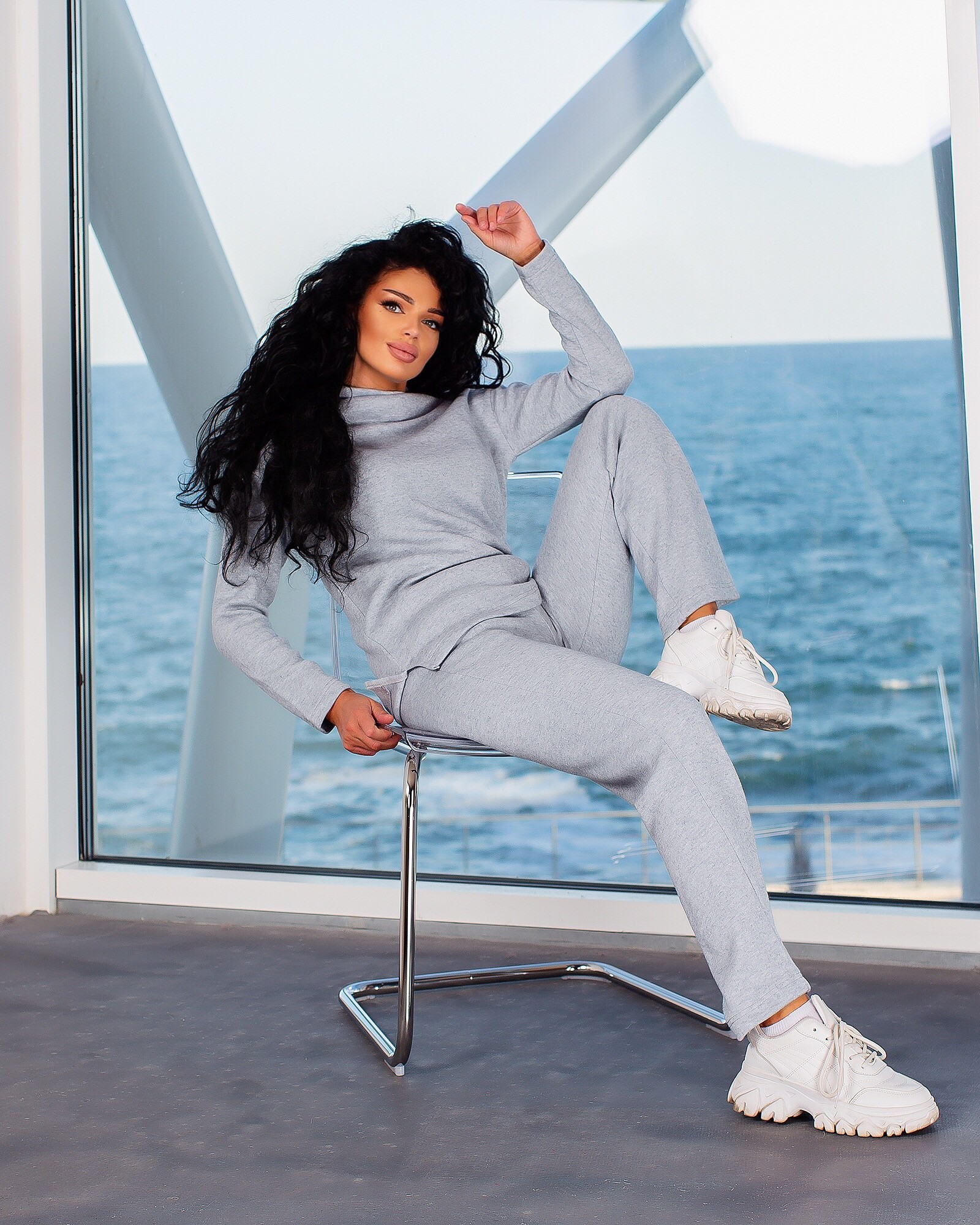 

Женский костюм из ангоры с брюками клеш TopGirl PR-2022grey, Женский костюм из ангоры с брюками клеш TopGirl PR-2022grey 46-48