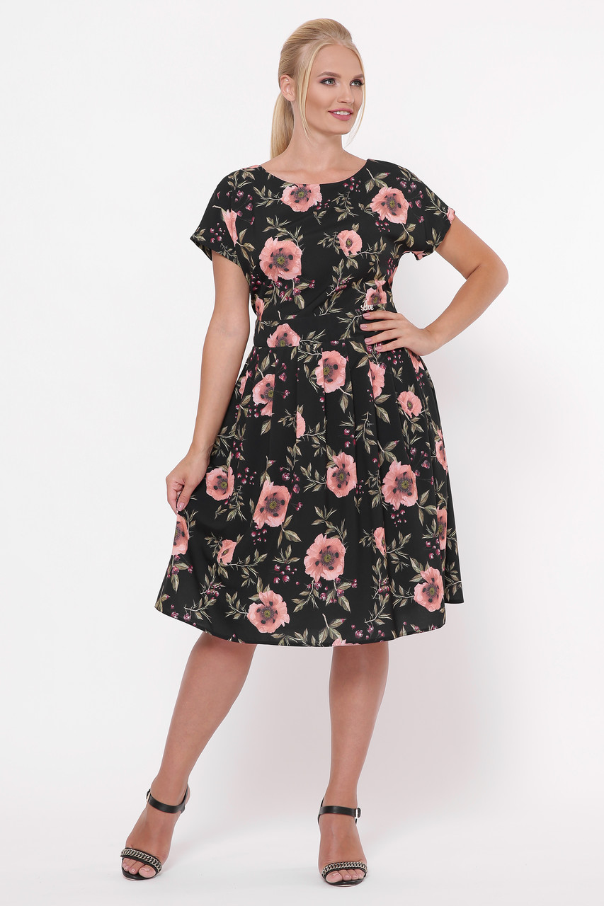 

Платье Muar Лорен  Черное маки 0189, Платье Muar Лорен 56 Черное маки 0189