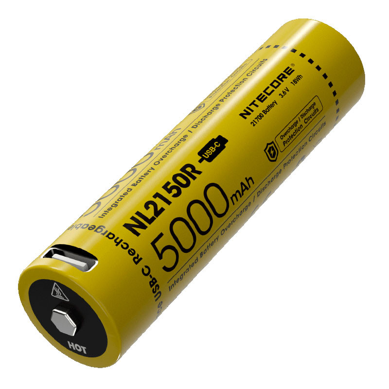 

Аккумулятор литиевый Li-Ion 21700 Nitecore NL2150R 3.6V (5000mAh, USB Type-C), защищенный