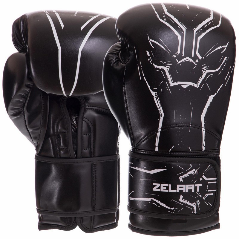 

Перчатки для бокса и единоборств на липучке Zelart Heroe 2889 Black 12 унций