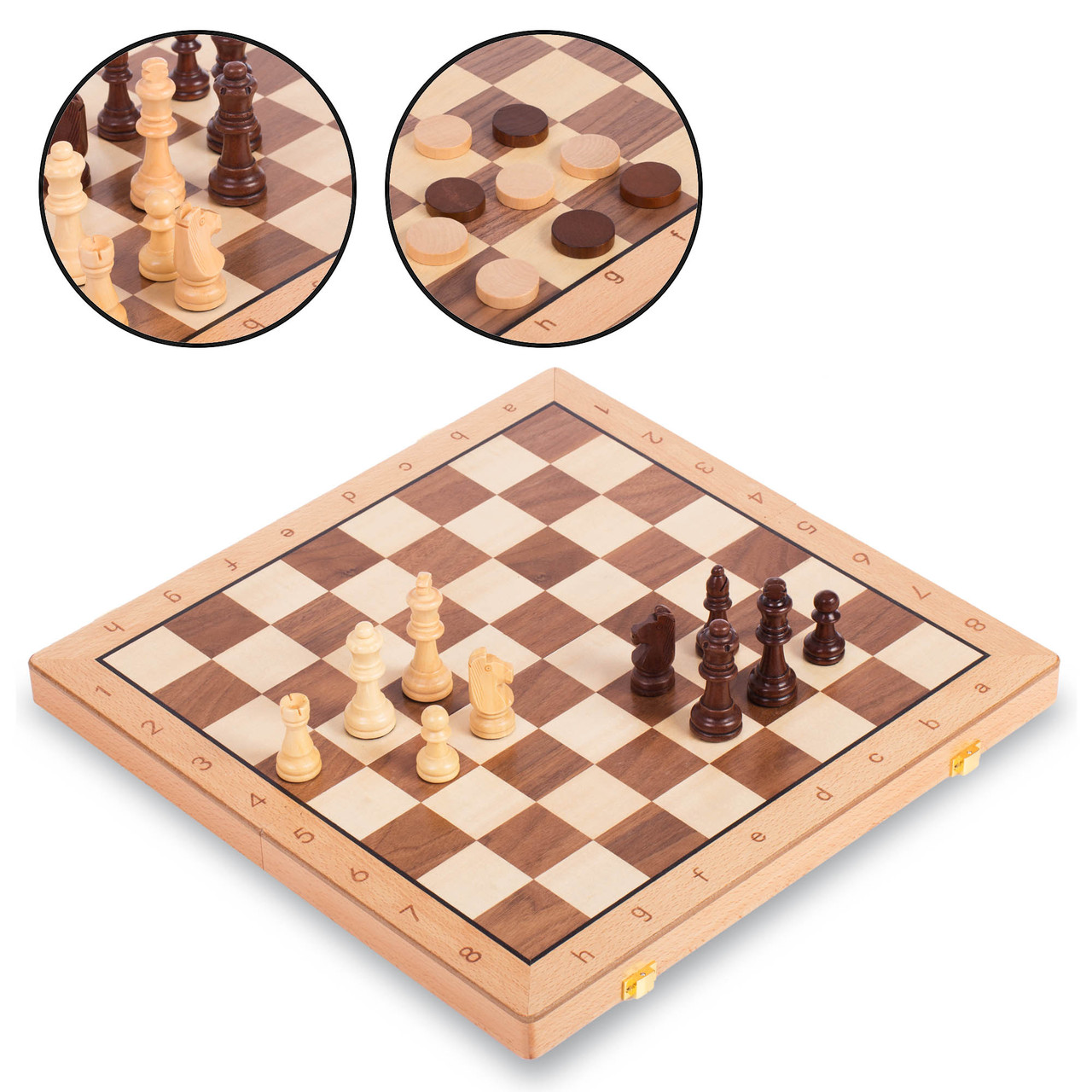 

Настольная игра 2 в1 шахматы и шашки деревянные Zelart Chess Set Plus 9042 (43x43 см)