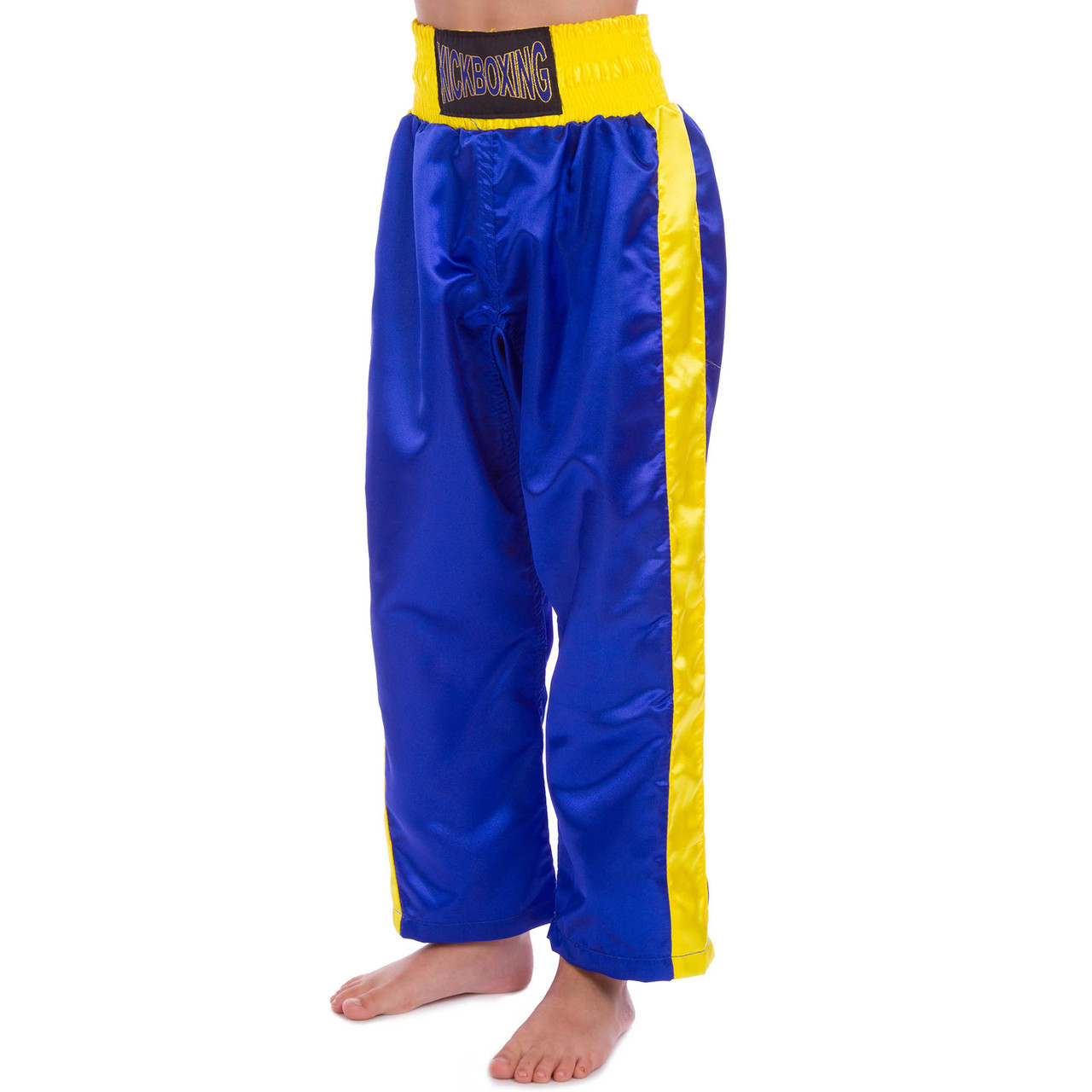 

Штаны для кикбоксинга детские Matsa Heroe 6732 размер M 128-134 см 9 лет Blue-Yellow