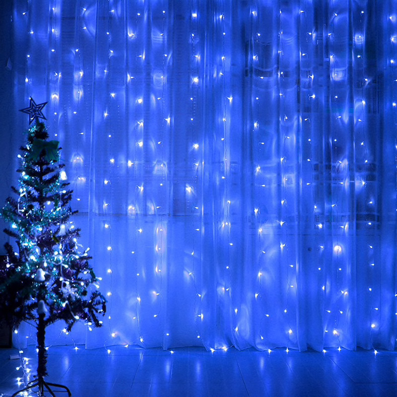 

Гирлянда штора водопад Max Light 3*2 метра занавес дождь 240LED Голубой