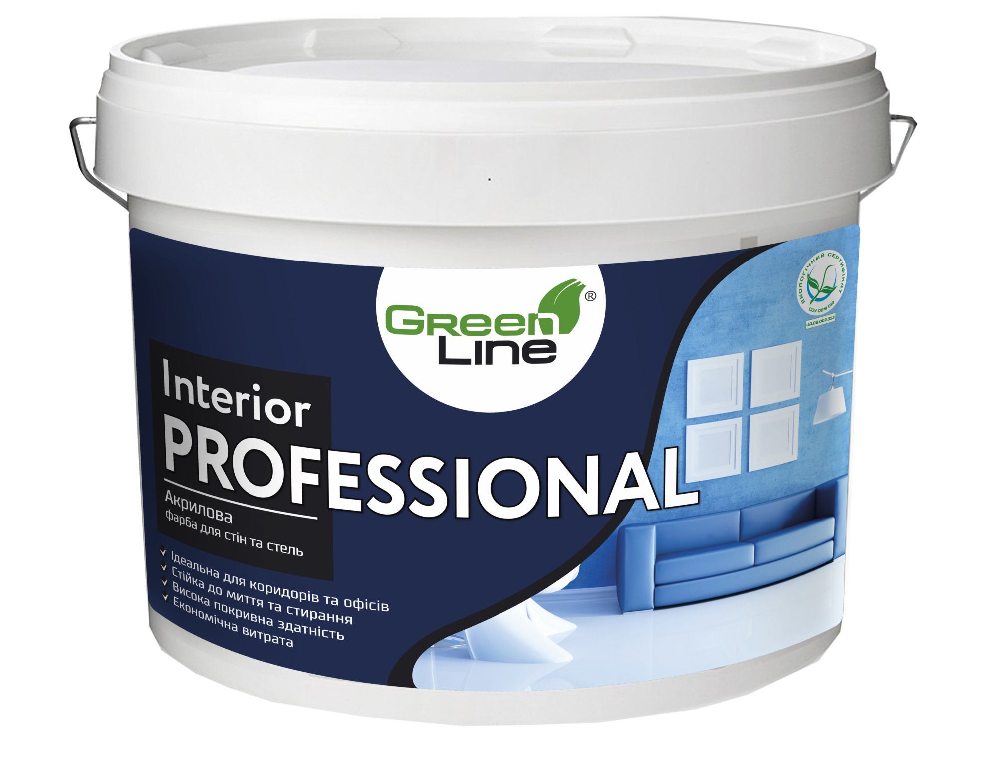 

Акриловая интерьерная краска для стен и потолка Green Line Interior Professional 5л