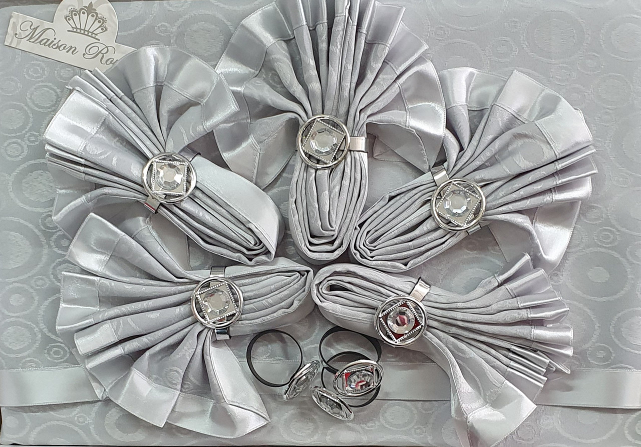 

Скатерть Kurdeleli Set Maison Royale 160x220+8 psc Grey