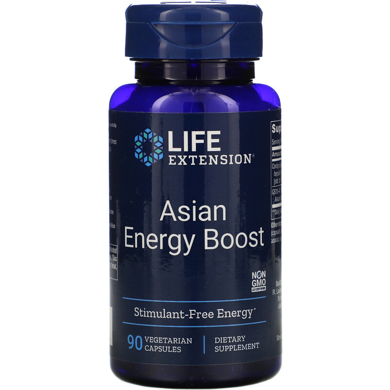

Кордицепс с женьшенем для энергии Life Extension "Asian Energy Boost" (90 растительных капсул)