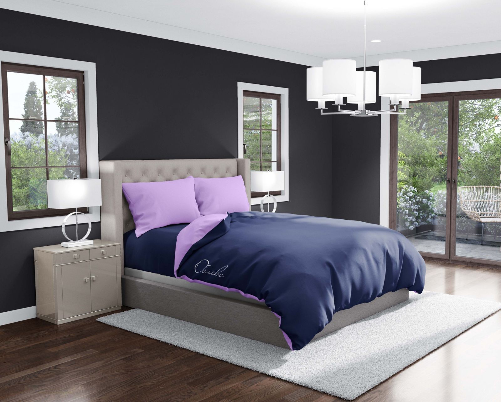 

Комплект постельного белья Облака Бязь Полуторный Сиренево-Синий