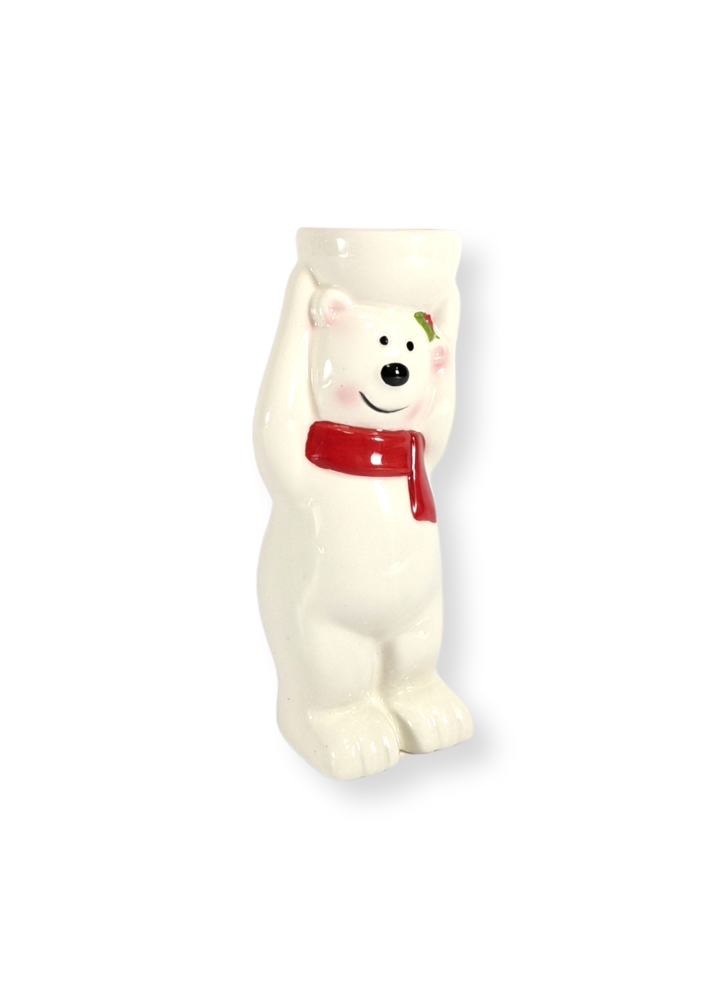 

Подсвечник новогодний медведь для чайной свечи CANDLE HOLDER белый-красный PM2-10375