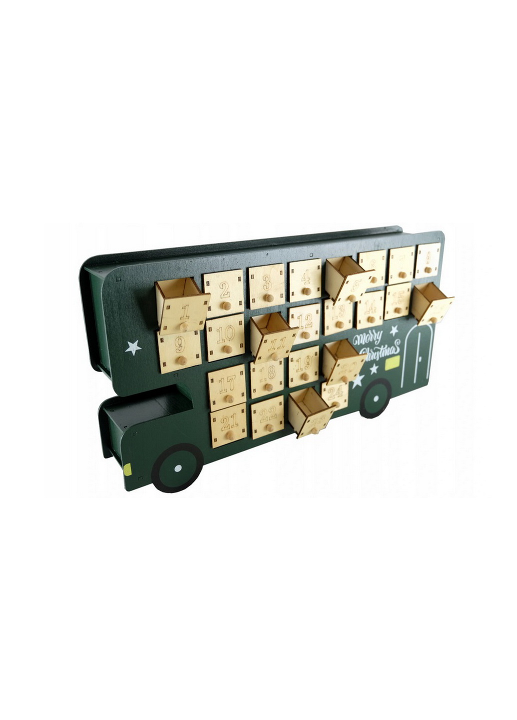 

Новогодний адвент-календарь в виде автобуса Wooden box светло коричневый PM2-10357