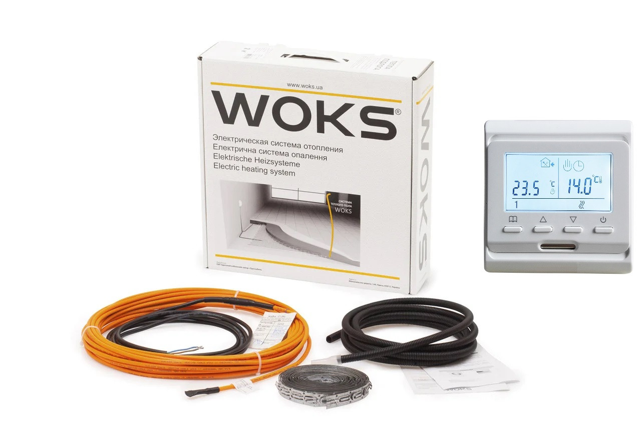 

Греющий кабель для теплого пола Woks18 / 6,5м²/ 1100Вт / 60м + программатор Е 51