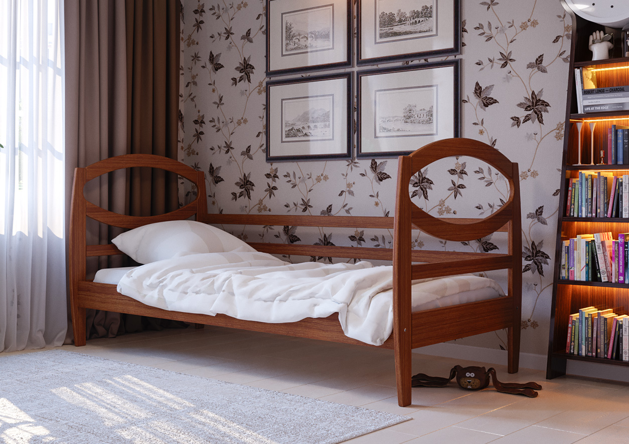 

Кровать детская из натурального дерева ольха Наутилус ЧДК 80x200 Орех