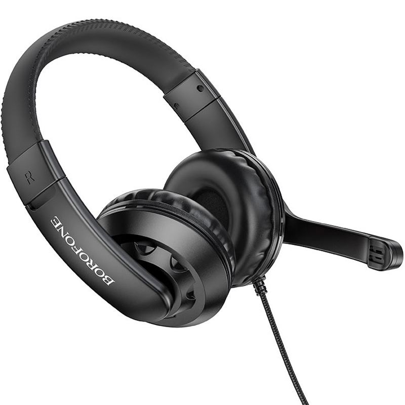 

Полноразмерные проводные игровые наушники-гарнитура Borofone BO102 PC Amusement + mic, Black