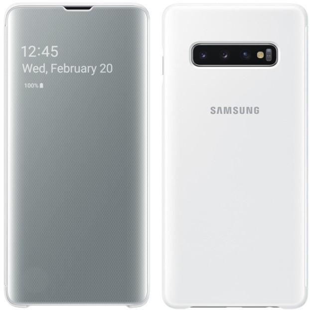 

Защитный смарт чехол книжка S-View Flip cover clear Samsung Galaxy S10 EF-ZG973 white