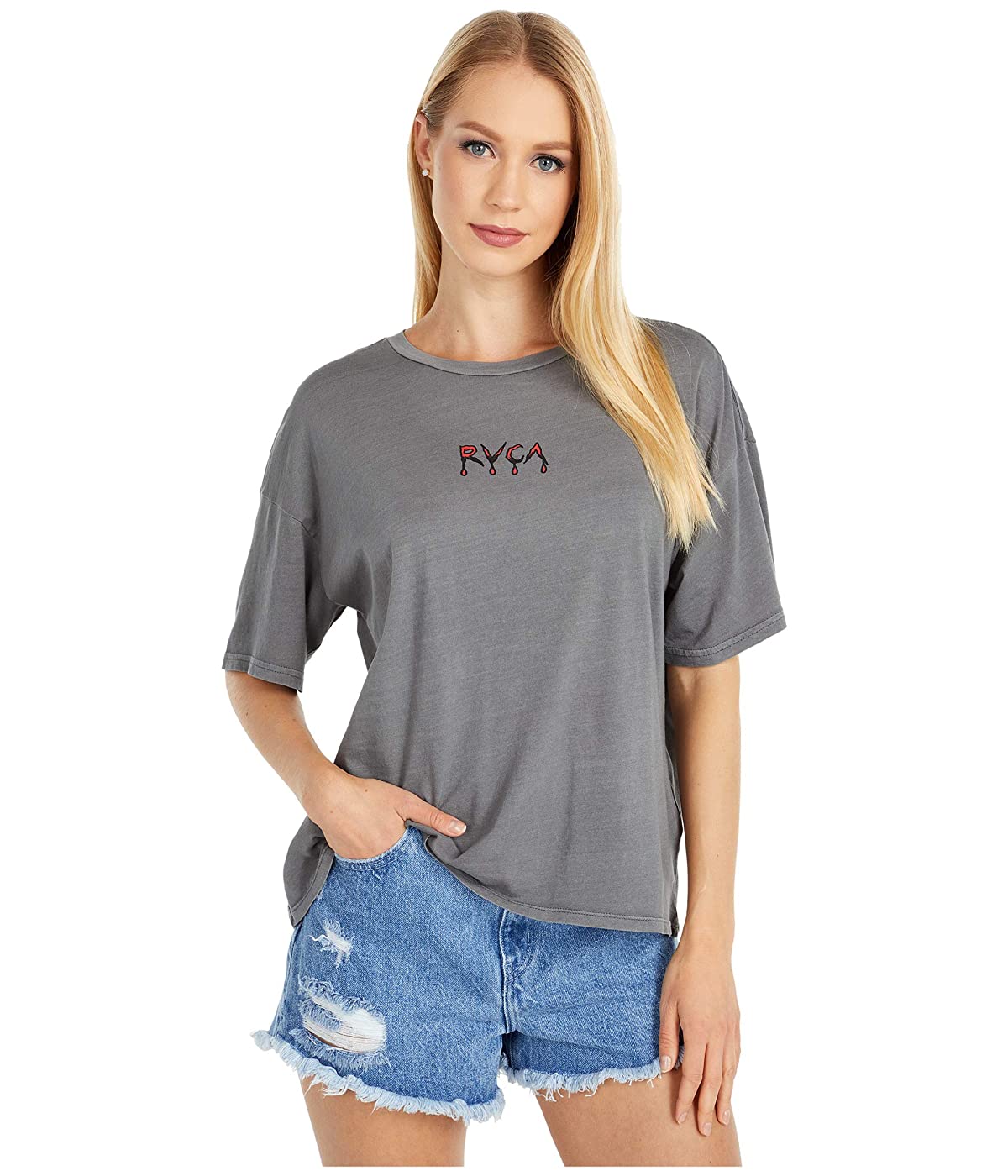 Футболка RVCA Frank Rose Boyfriend Tee Gunmetal, S (44) (11269751) от