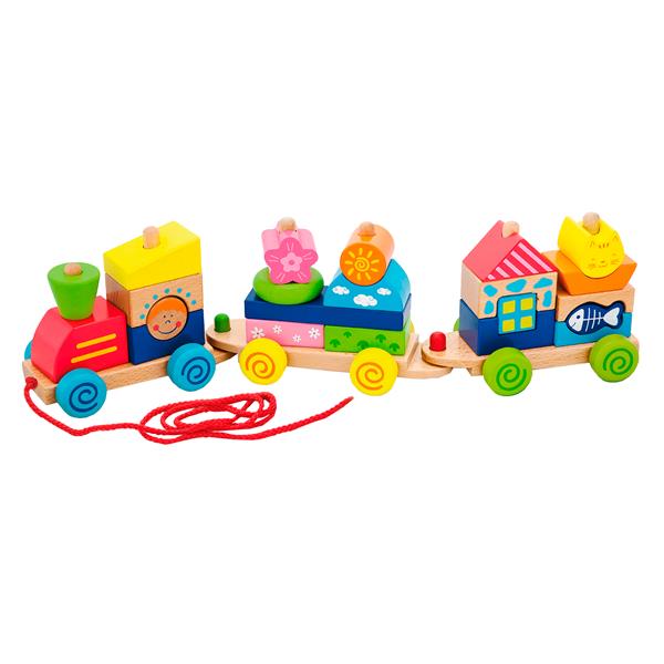 

Дерев'яна каталка-поїзд Viga Toys Барвисті кубики (500892121)