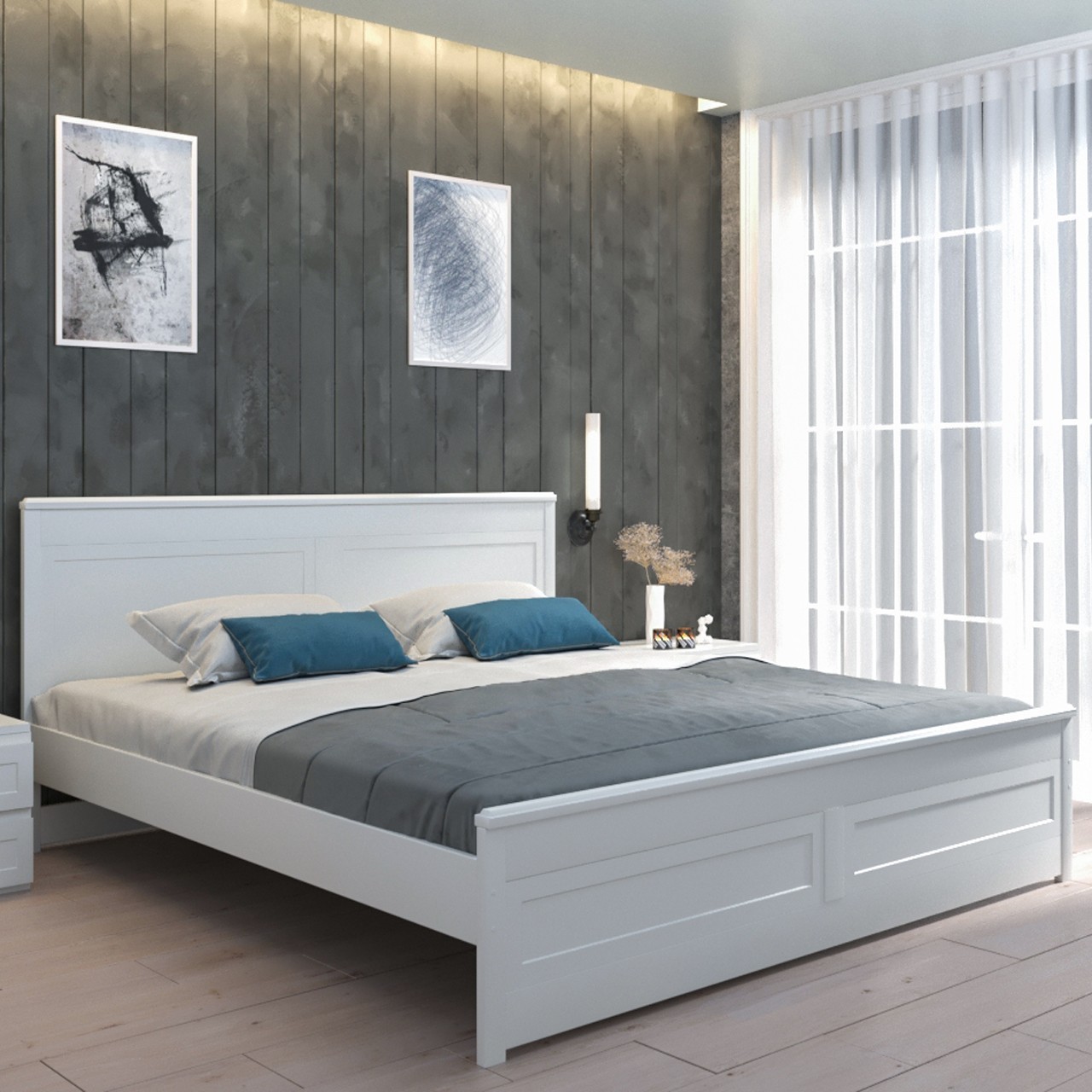 

Кровать деревянная (массив бука) Luna Прованс белая 1800х1900