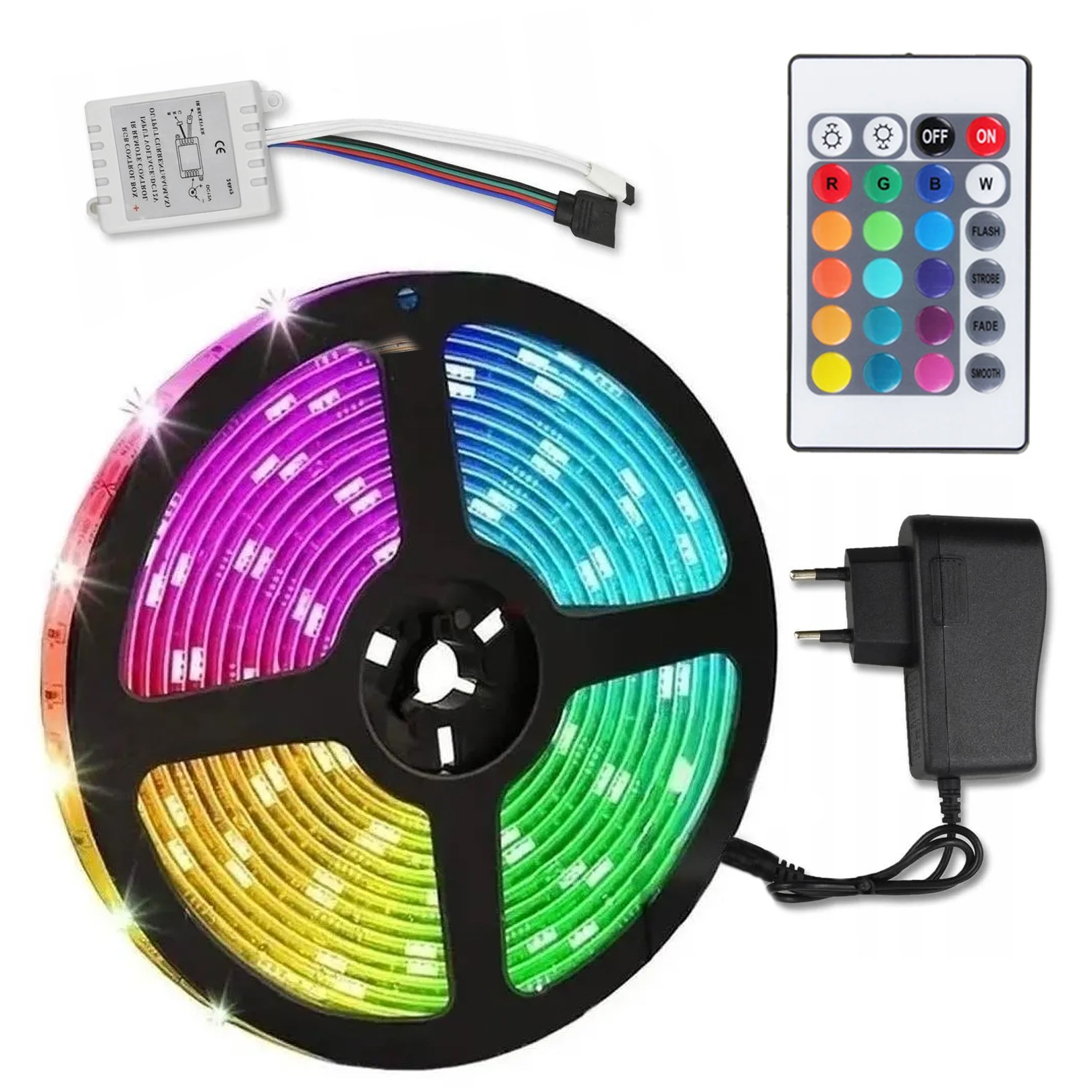 

Светодиодная RGB лента 270 LED 5м + пульт + блок питания + контроллер M+ LS01