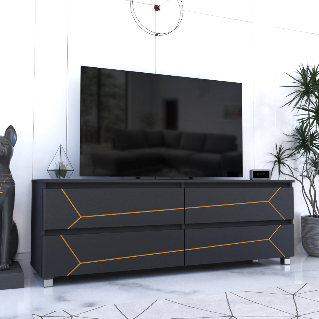 

Комод "Милос" К-207, Графит/ Золотая патина (140/ 53/ 40)