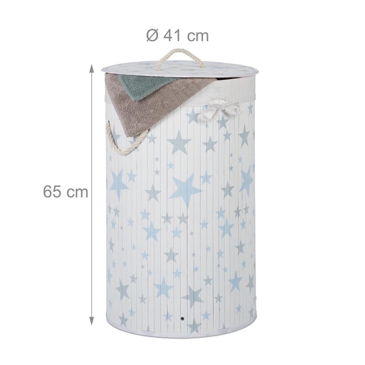 

Корзина для белья с узором Relaxdays , Д41x65 см, 70 л, белый
