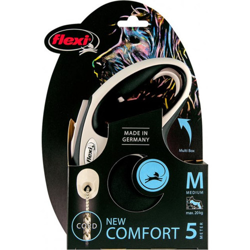 

Рулетка Flexi New Comfort M, для собак, 5 м, трос, чёрный