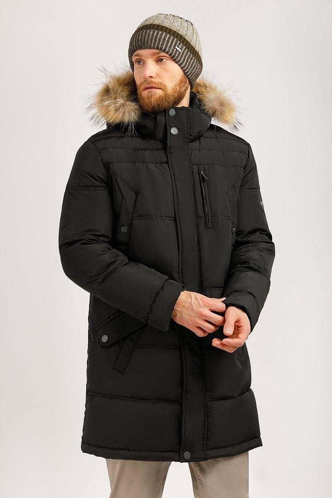 

Мужской удлиненный пуховик с меховой опушкой Finn Flare 17921004W-200 XXL Черный