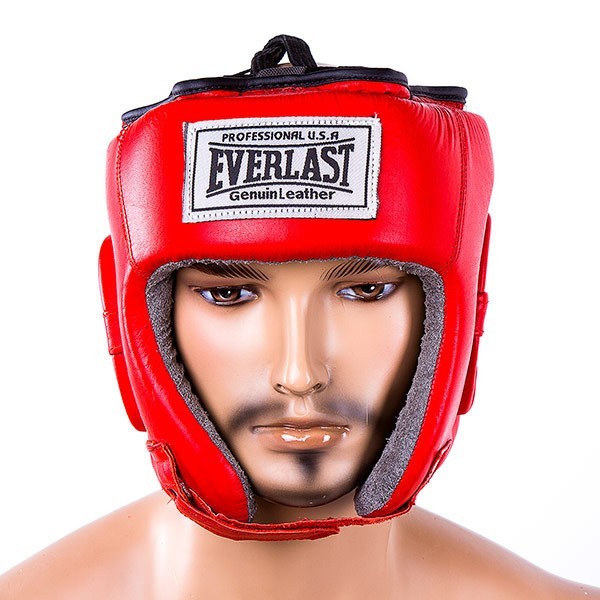 

Шлем боксерский кожаный красный Everlast, размер S