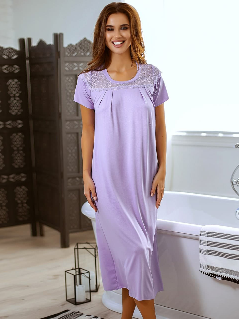 

Ночная рубашка Violet Delux НС-М-105  Фиалковая, Ночная рубашка Violet Delux НС-М-105 XL Фиалковая