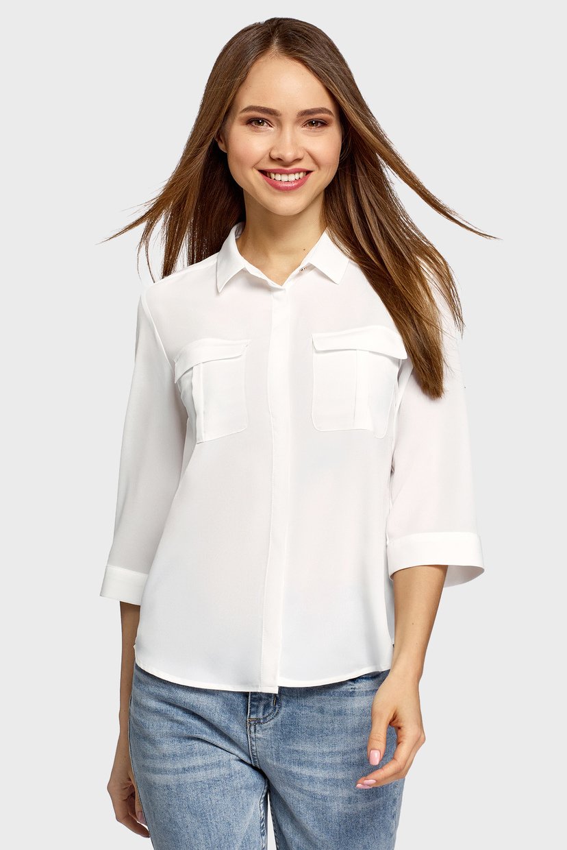 

Женская белая блуза Oodji -170 11403225-10B/46123/1200N, Женская белая блуза Oodji 36-170 11403225-10B/46123/1200N