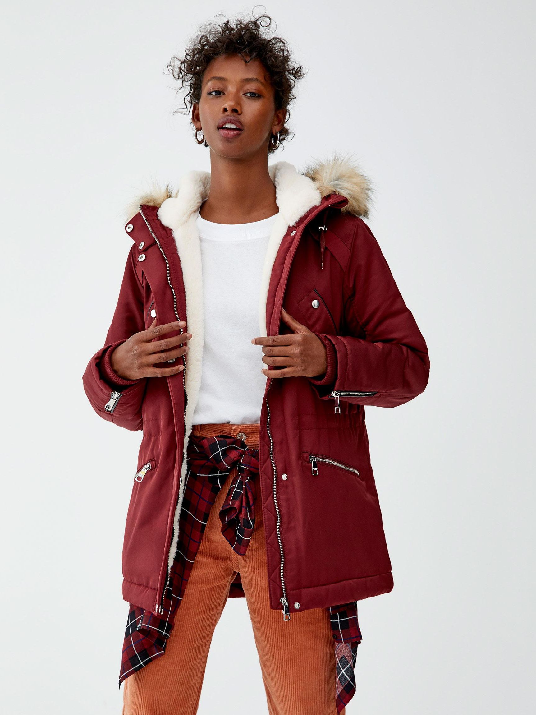 

Парка Pull & Bear XAZ221447IJRY  Бордовая, Парка Pull & Bear XAZ221447IJRY M Бордовая