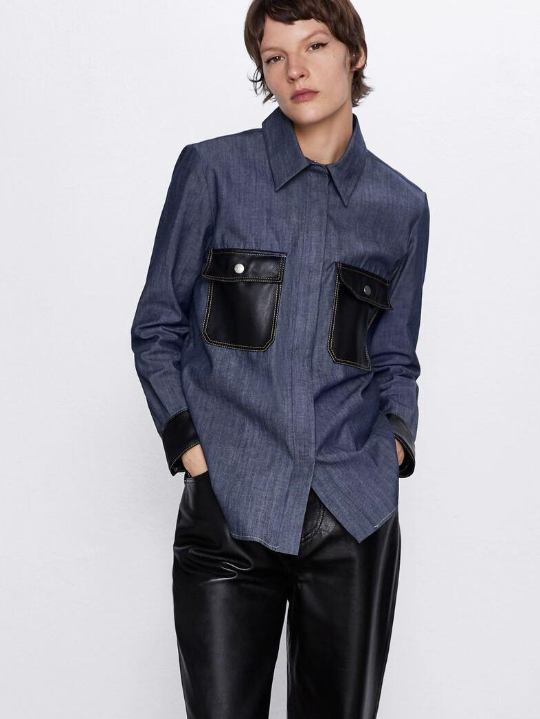 

Рубашка Zara XAZ229417WAUU  Темно-синяя, Рубашка Zara XAZ229417WAUU M Темно-синяя