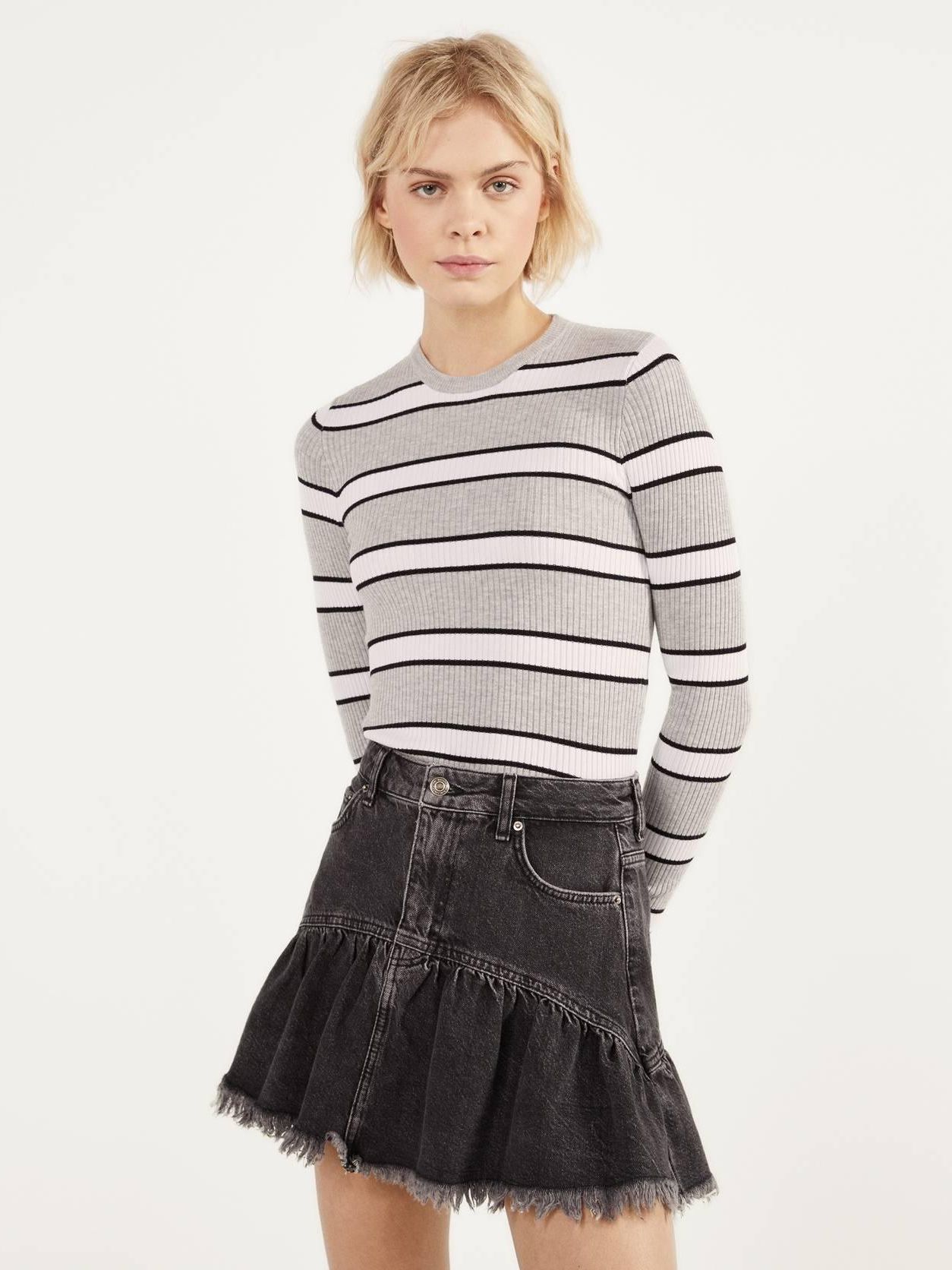 

Джемпер Bershka XAZ262275PABF L Серый с черным и белым