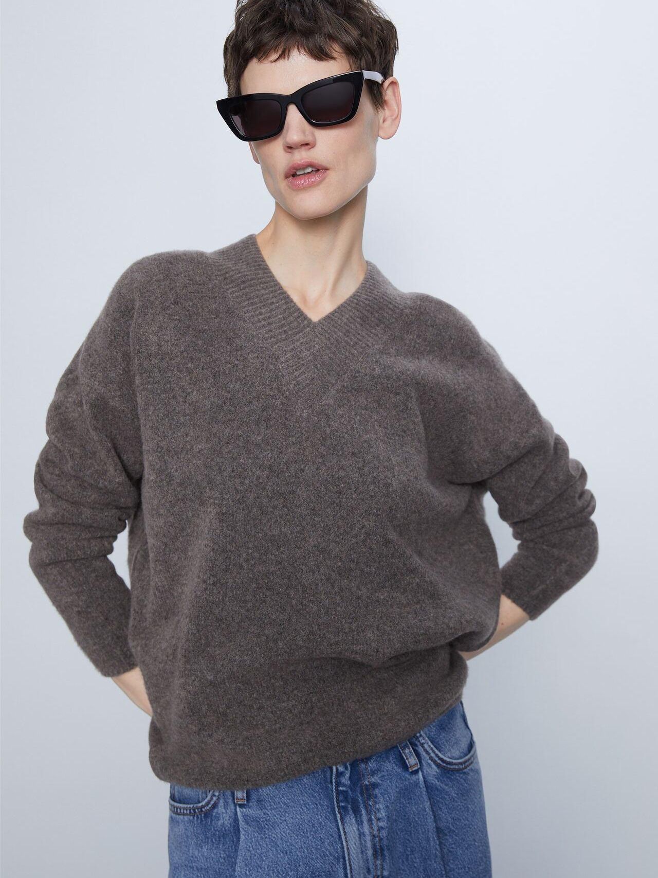 

Пуловер Zara XAZ266376EAGM L Серый с зеленым